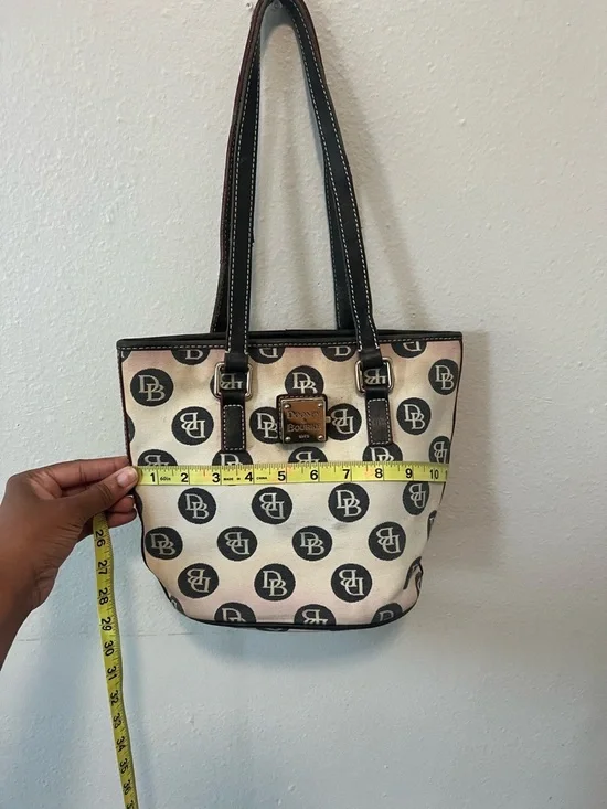 Dooney & Bourke Canvas Monogram Bucket Tote Bag Pink Lining Leather Trim Vintage - Picture 12 of 15